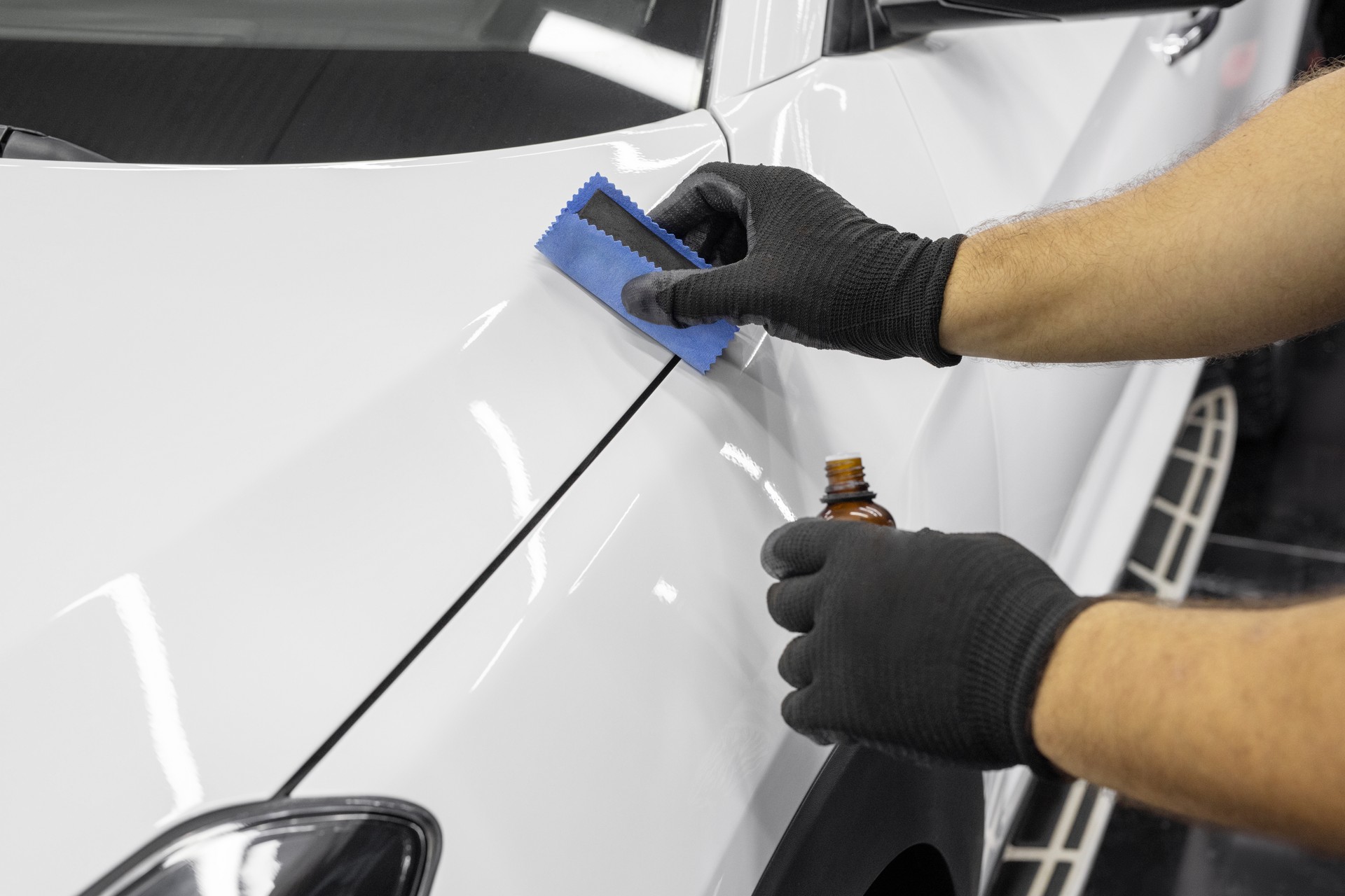 The process of applying a nano-ceramic coating on the car